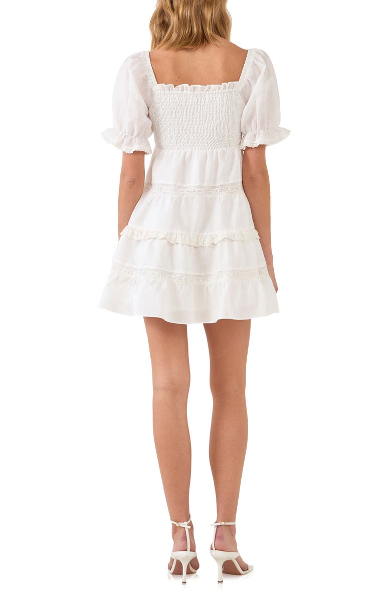 Endless Rose Smocked Cotton & Linen Minidress, Alternate, color,