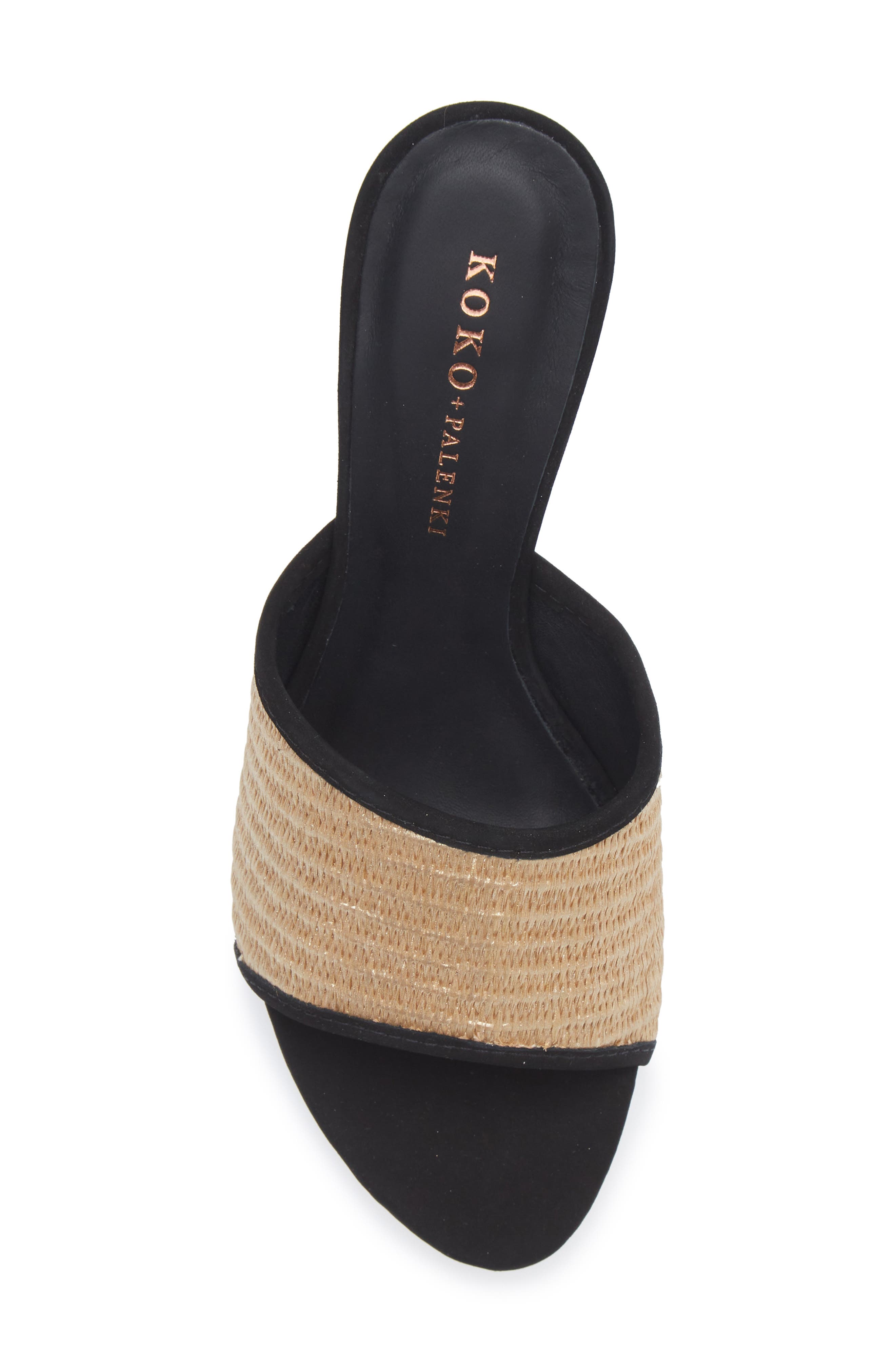 KOKO + PALENKI Thea Slide Sandal, Alternate, color, Black Nubuck-Raffia