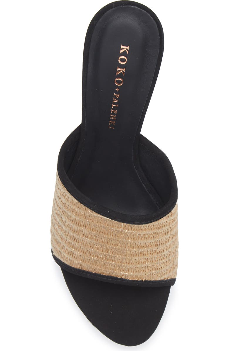 KOKO + PALENKI Thea Slide Sandal, Alternate, color, Black Nubuck-Raffia