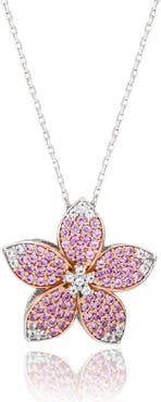SUZY LEVIAN Sapphire Flower Pendant Necklace