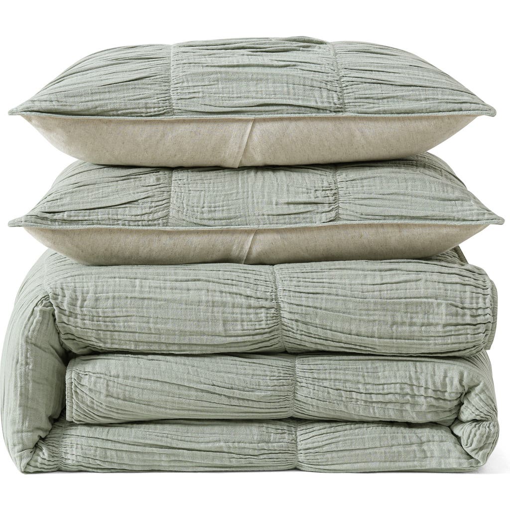 Dkny Pure Ruched Gauze Comforter & Shams Set In Green