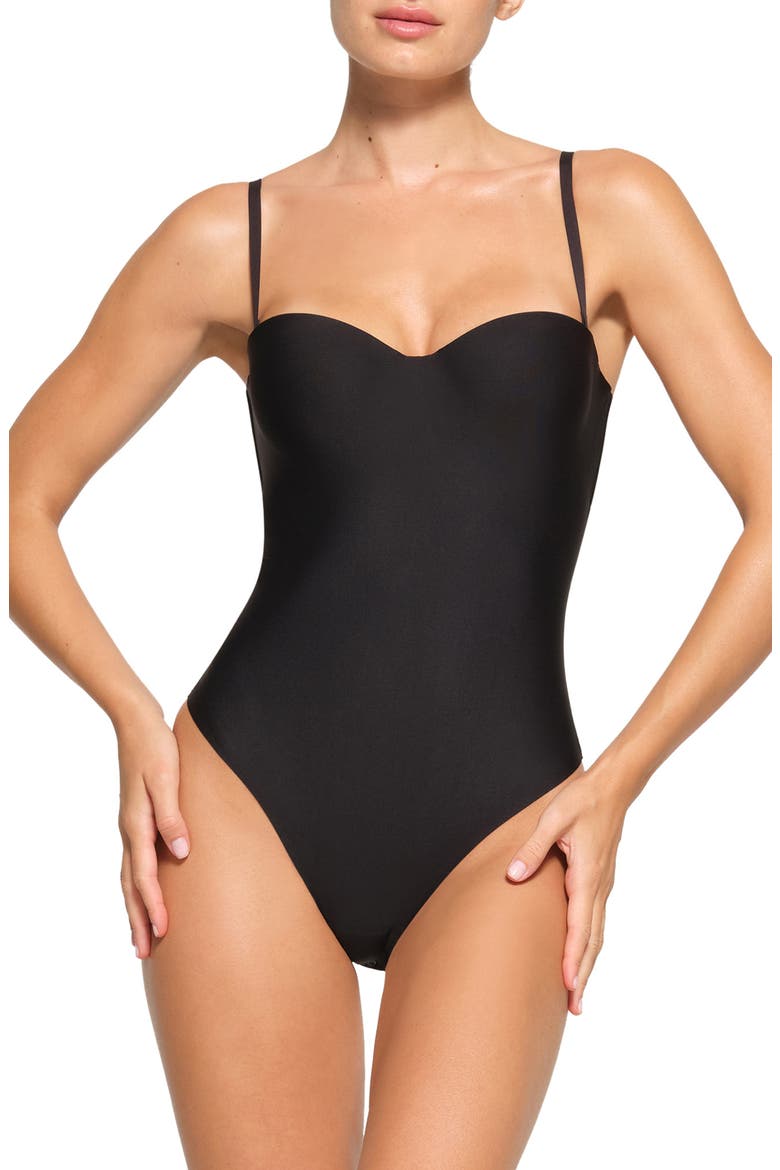 Body Molded Underwire Thong Bodysuit, Main, color, ONYX