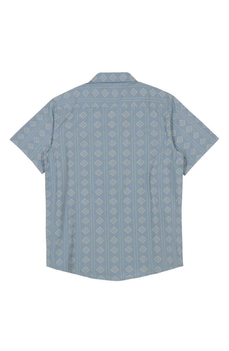Billabong Kids' Sundays Mini Geo Print Short Sleeve Button-Up Shirt, Alternate, color, Washed Blue