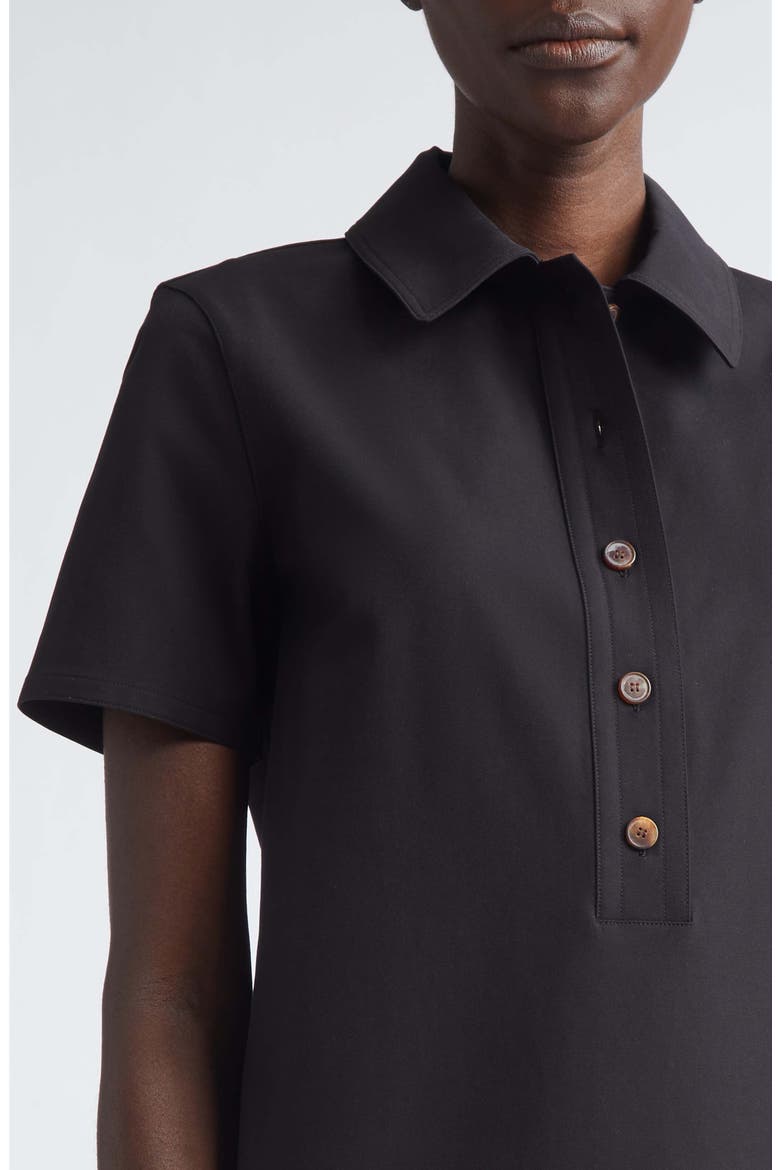 Short Sleeve Twill A-Line Polo Dress, Alternate, color, BLACK
