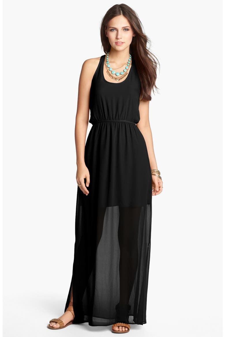 dee elle Knot Back Maxi Dress, Alternate, color, BLACK