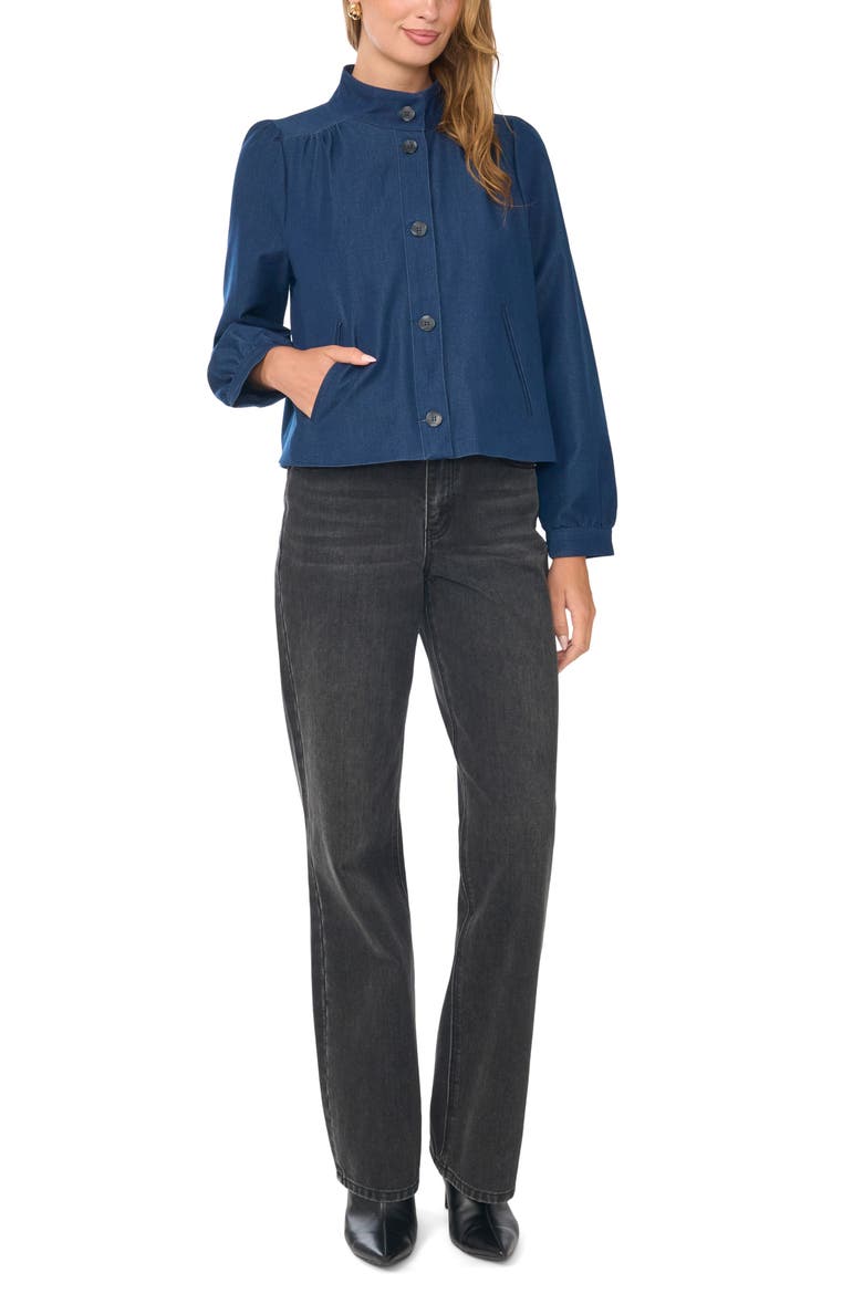 Funnel Neck Bubble Jacket, Alternate, color, INDIGO