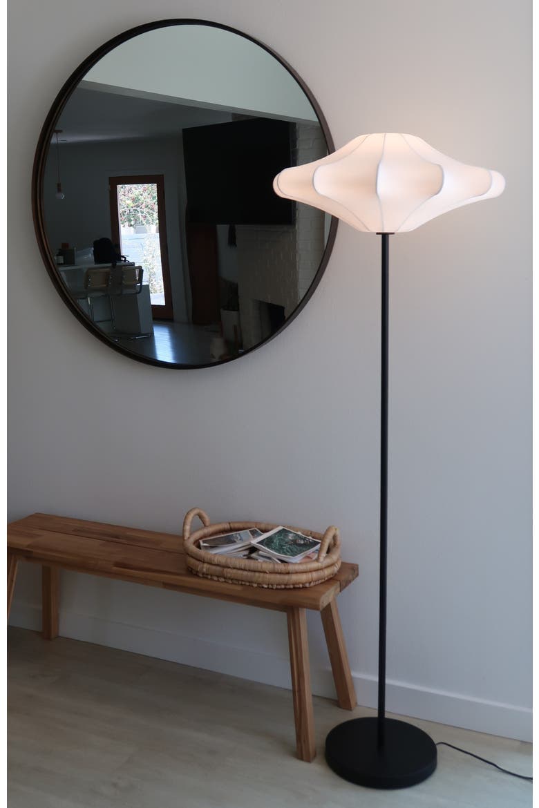 Atlas 67" Modern LED Tall Floor Lamp with Unique White Resin Shade, Bulb Included, Alternate, color, Classic Black