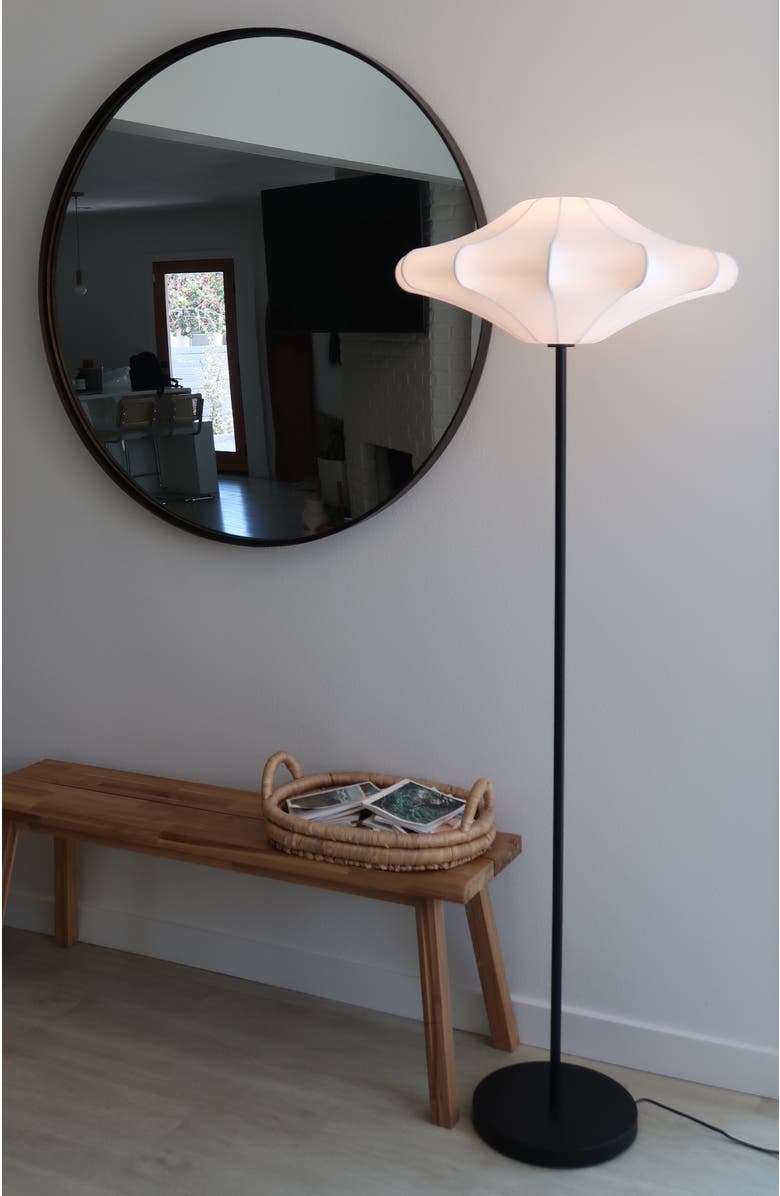 Brightech Atlas 67" Modern LED Tall Floor Lamp with Unique White Resin Shade, Bulb Included, Alternate, color, Classic Black