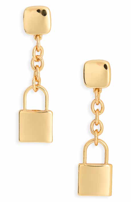 Kenneth Jay Lane Lock Drop Earrings