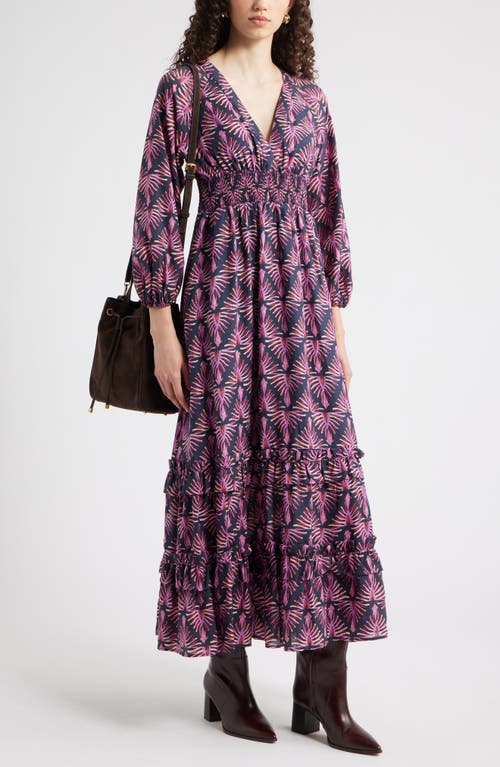 Chelsea28 Tiered Ruffle Long Sleeve Maxi Dress In Purple