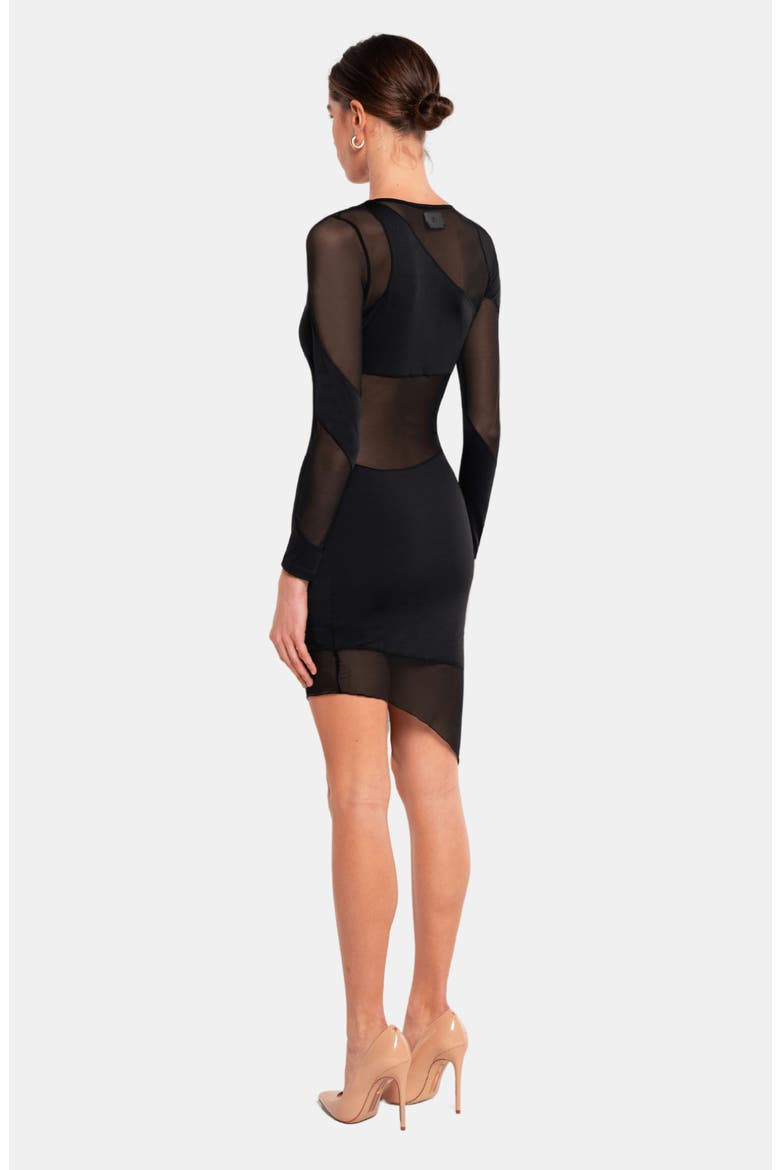 Spiral Long Sleeve Dress, Alternate, color, Black