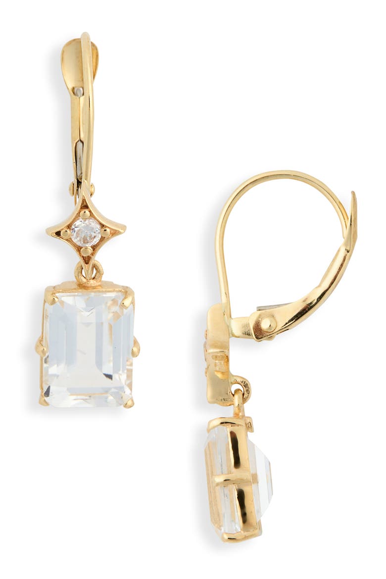 Jac & Jo Greta White Topaz Drop Earrings, Main, color, YELLOW GOLD