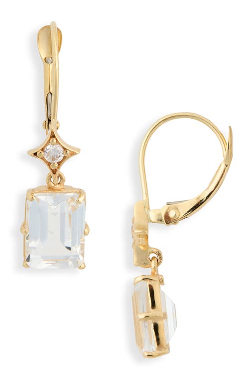 Anzie Jac & Jo Greta White Topaz Drop Earrings in Yellow Gold 