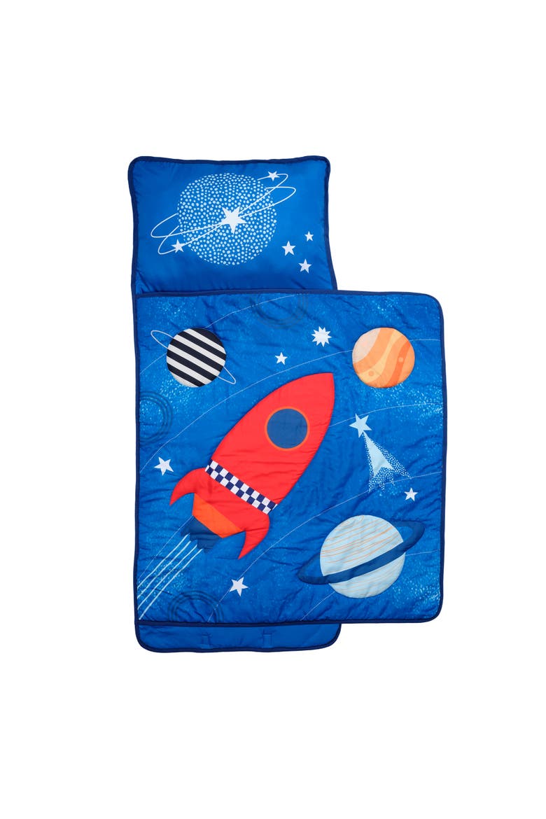 Space Galaxy Soft Toddler Nap Mat with Pillow & Blanket, Main, color, Blue
