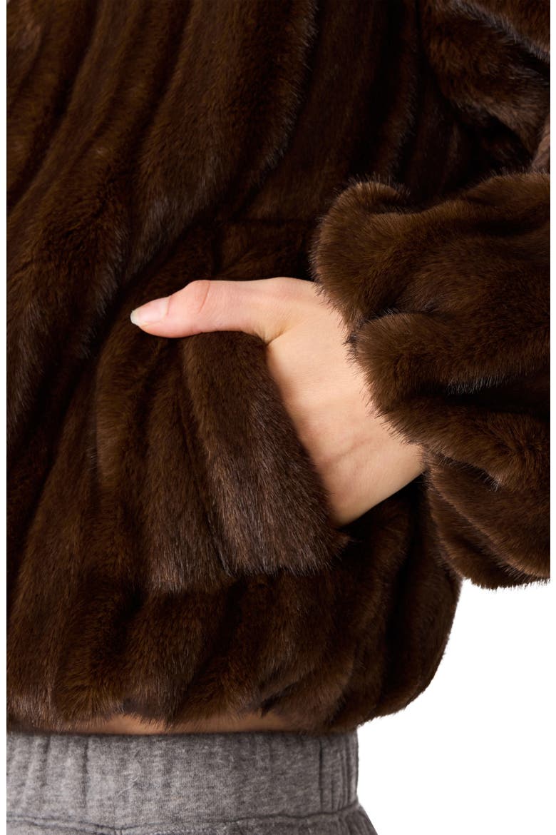Mavis Faux Fur Jacket, Alternate, color, WOLF BROWN