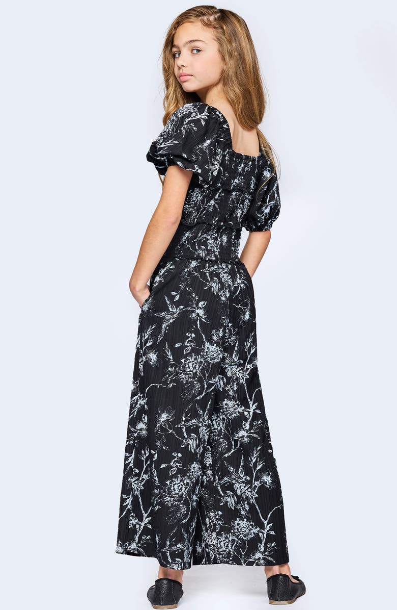 Truly Me Kids' Print Jumpsuit, Alternate, color, Black White Floral