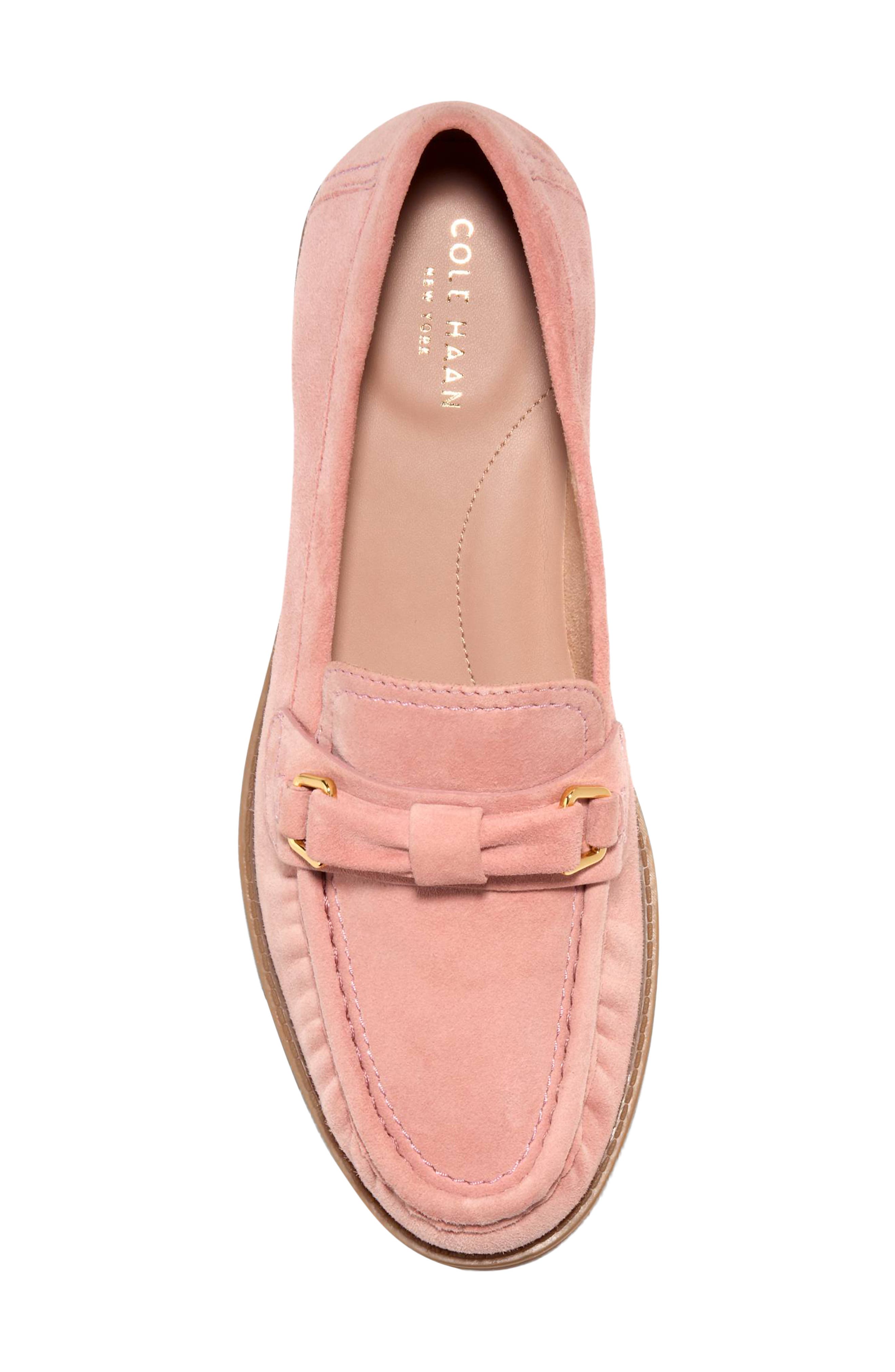 STASSI SOFT BOW LOAFERS, Alternate, color, CAMEO PINK SUEDE