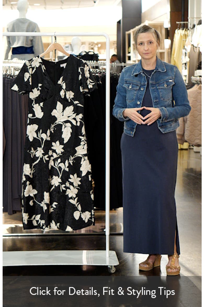 Floral Jacquard Draped Midi Dress video