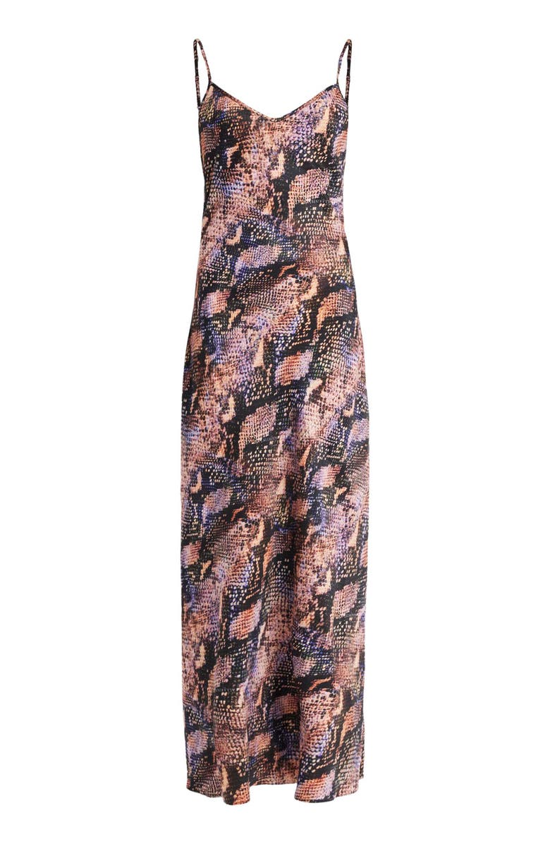 AllSaints Bryony Tahoe Snakeskin Print Slipdress, Alternate, color, Tan Brown