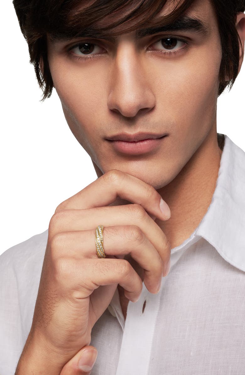 David Yurman Cable Edge<sup>™</sup> Band Ring in Recycled 18K Yellow Gold with Pavé Diamonds, Alternate, color, 18K Gold Recycled