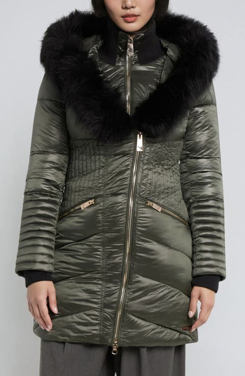 Gigi-El Faux Fur Trim Hooded Parka