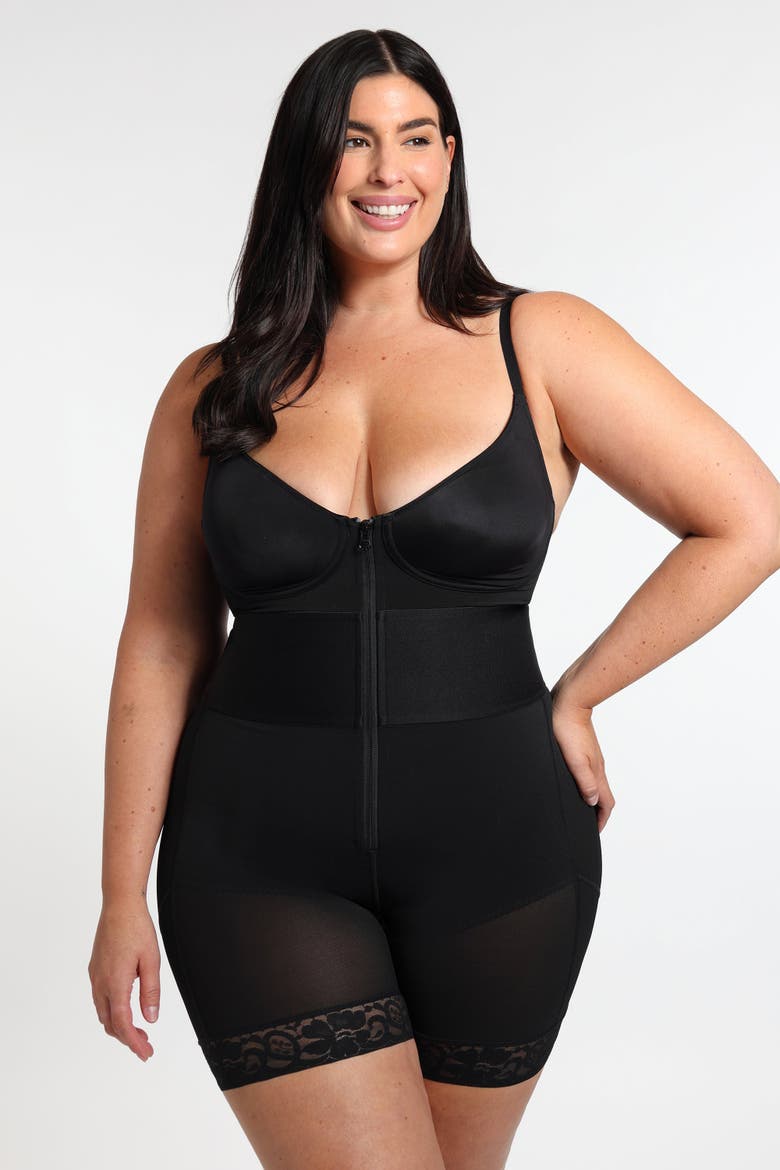 AirSlim ElasticFuse Waistband Shaping Bodysuit, Alternate, color, Black