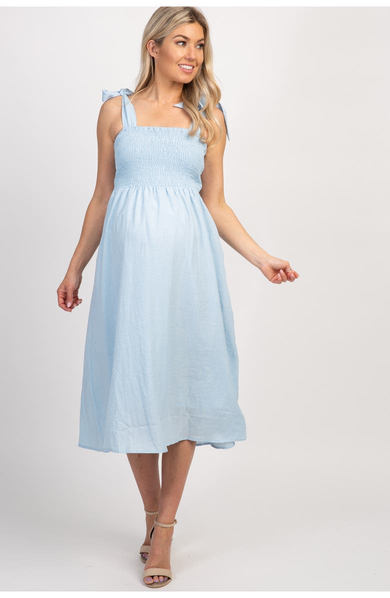 PinkBlush Strap Tie Smocked Dress, Main, color, Light Blue