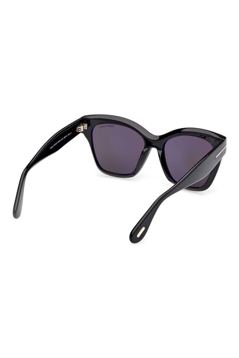 Elvira 55mm Butterfly Sunglasses, Alternate, color, SHINY BLACK / SMOKE