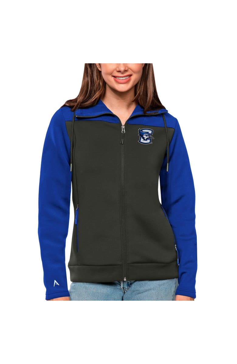 ANTIGUA Women's Antigua Royal/Charcoal Creighton Bluejays Protect Full-Zip Jacket, Main, color, 
