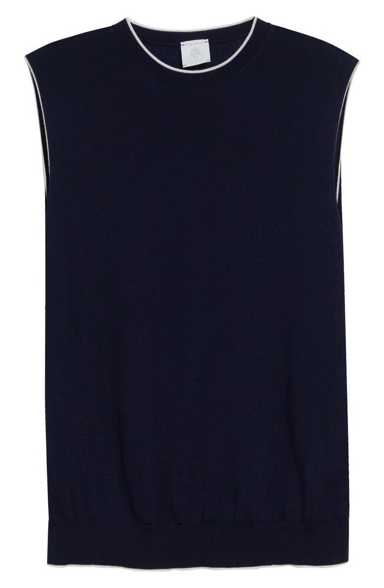 Eleventy Avalon Travel Sleeveless Merino Wool Sweater, Main, color, Blue/White
