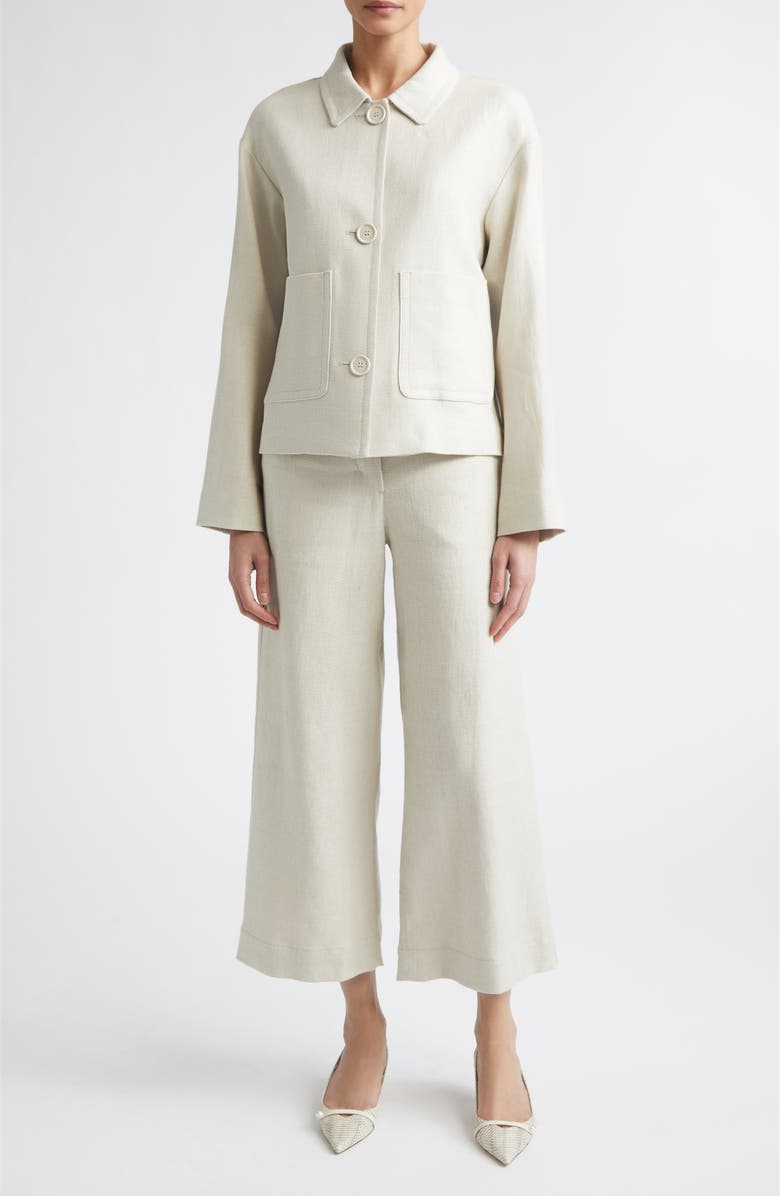 Max Mara Dattero Stretch Flax & Cotton Jacket, Alternate, color, Ivory