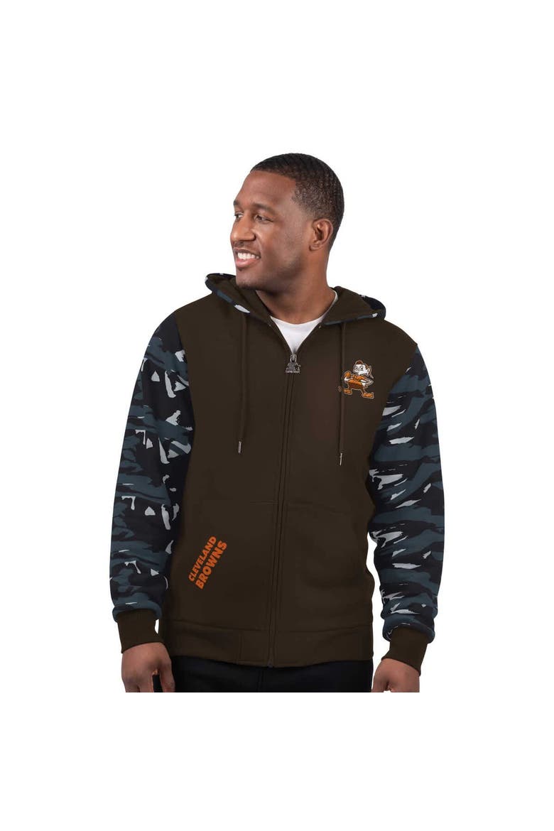 Men's Starter Brown Cleveland Browns Thursday Night Gridiron Vintage Logo Full-Zip Hoodie, Main, color, Brown