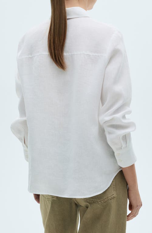 Shop Mango Linen Button-up Shirt In Off White