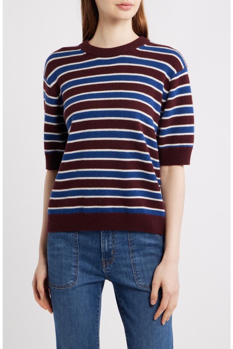 The Easy Wool Blend Crewneck Sweater, Main, color, BURGUNDY MULTI