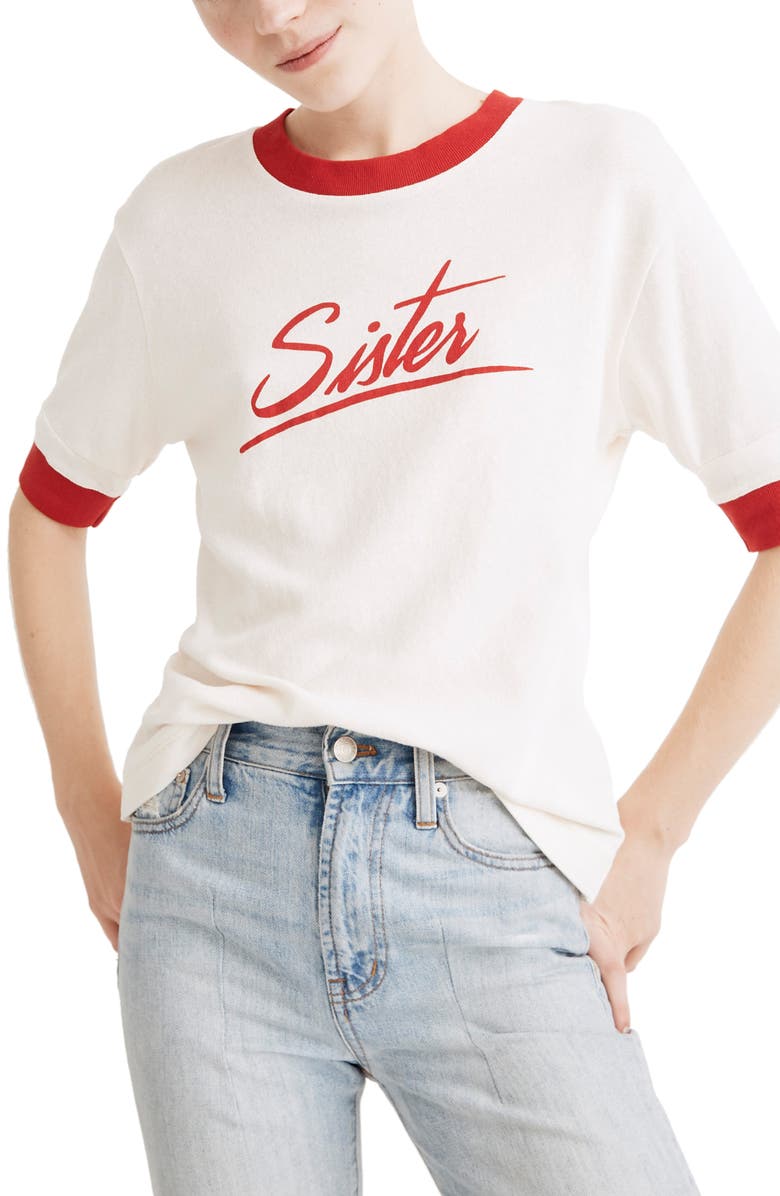 Madewell Sister Graphic Relaxed Ringer Tee, Main, color, 