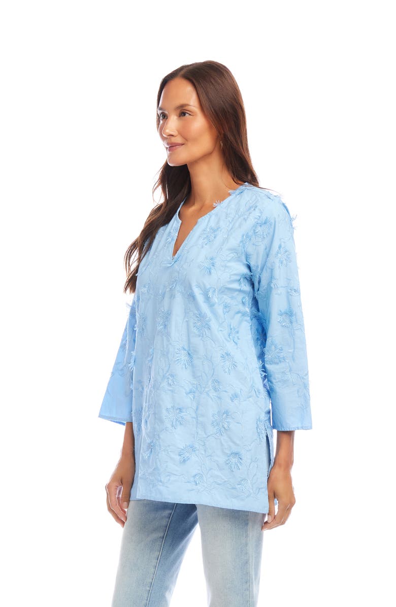 Karen Kane Floral Embroidered Cotton Tunic Top, Alternate, color, Lake