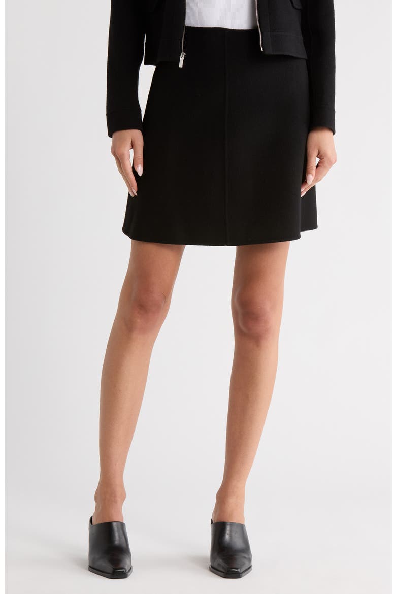 Paneled Wool & Cashmere Miniskirt, Main, color, BLACK