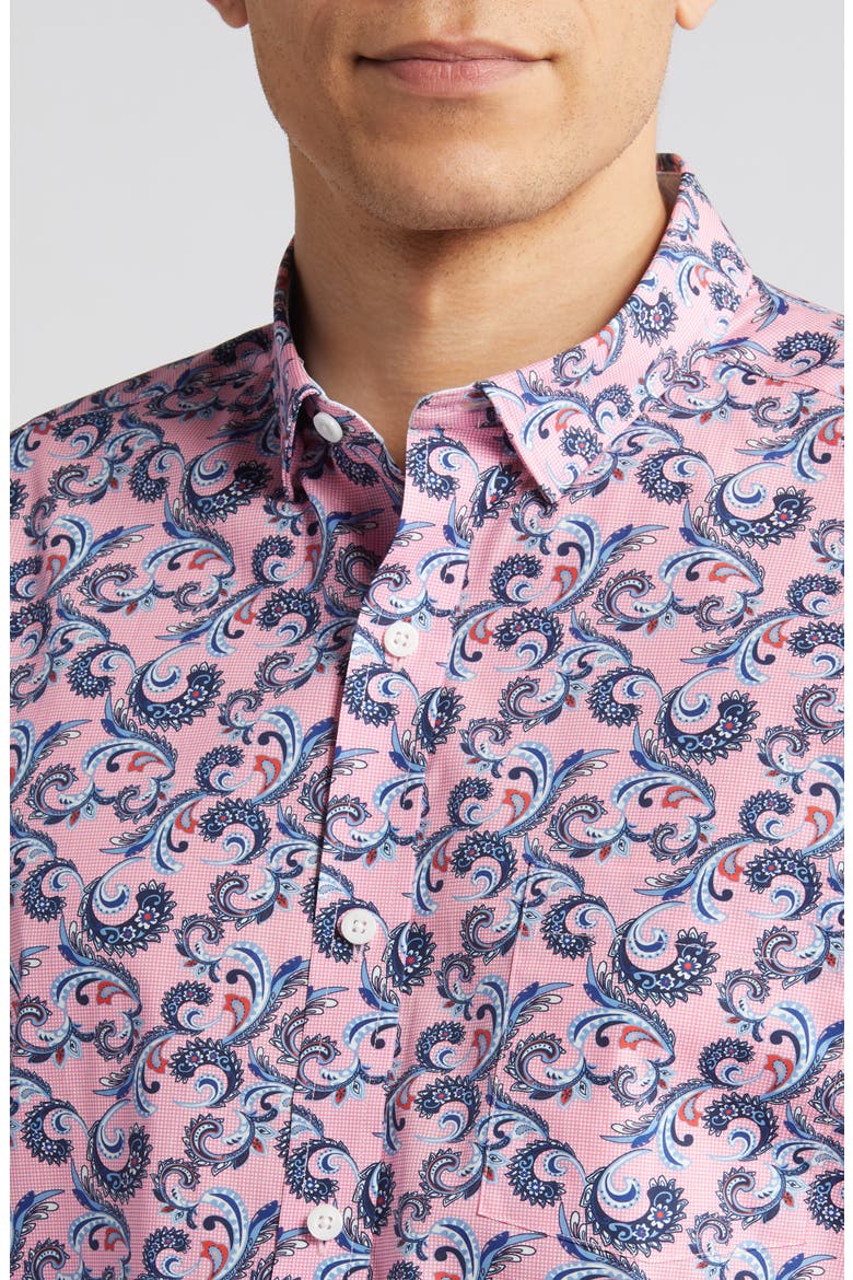 Paisley Print Cotton Button-Up Shirt, Alternate, color, PINK