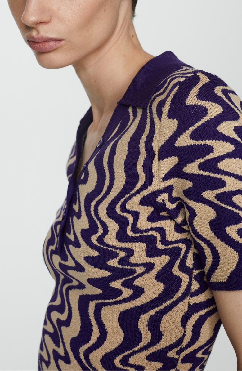 MANGO Wavy Short Sleeve Polo Sweater, Alternate, color,