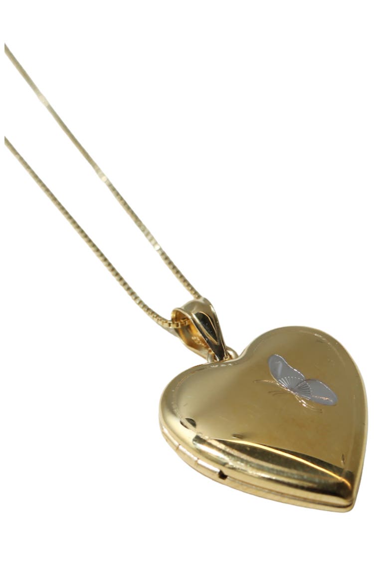 Two-Tone Butterfly Heart Locket Pendant Necklace, Alternate, color, GOLD
