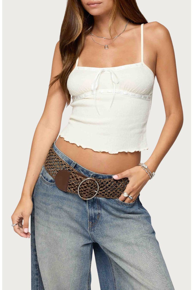 Misty Lacey Textured Crop Camisole, Alternate, color, CREAM