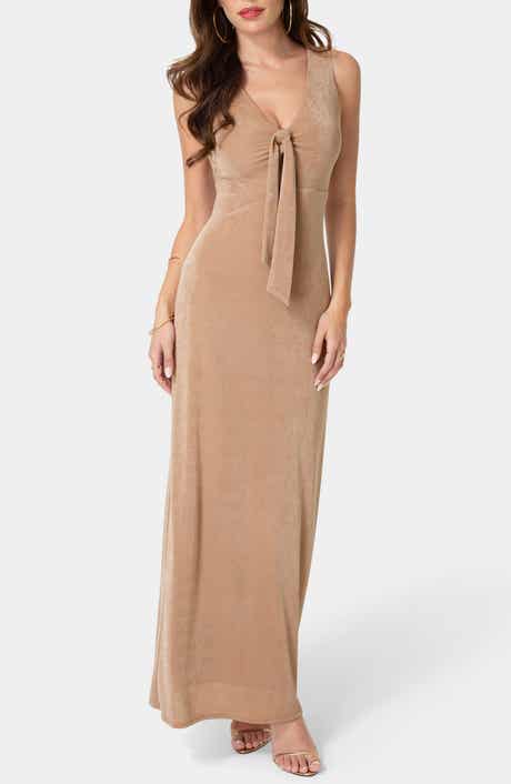 bebe Tie Cutout Sleeveless Maxi Dress