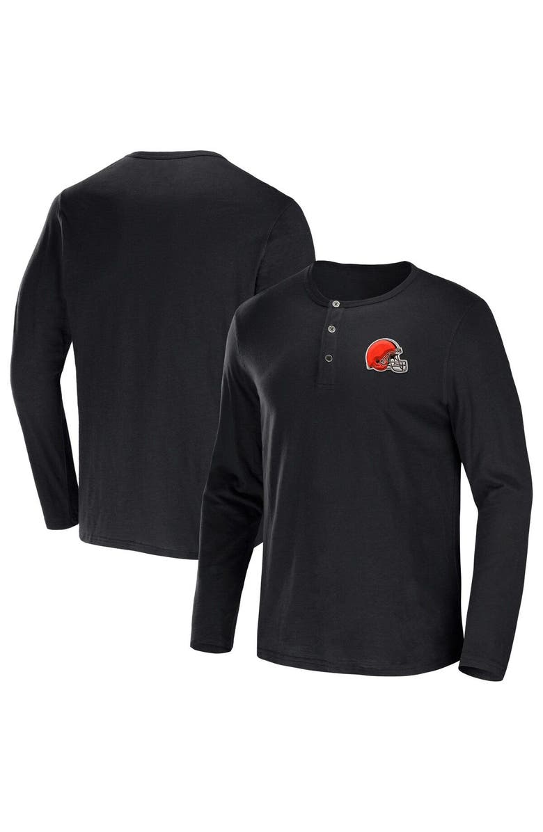 NFL X DARIUS RUCKER Men's NFL x Darius Rucker Collection by Fanatics Black Cleveland Browns Slub Jersey Henley Long Sleeve T-Shirt, Main, color, Black