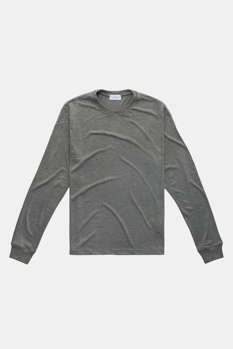 Heavyweight Long Sleeve Viscose Jersey Crewneck, Main, color, Grey