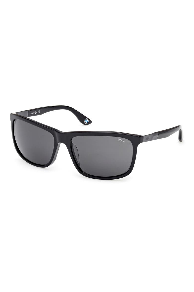 61mm Sunglasses, Alternate, color, SHINY BLACK / SMOKE