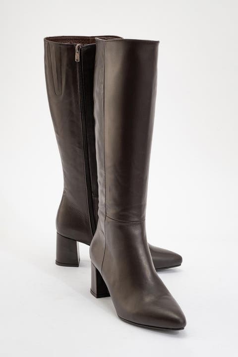 Sejas Leather Block Heel Knee-High Boot (Women)