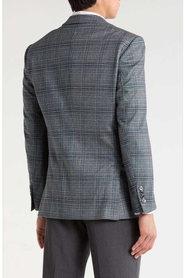 Slim Fit Plaid Stretch Knit Sport Coat, Alternate, color, GREY