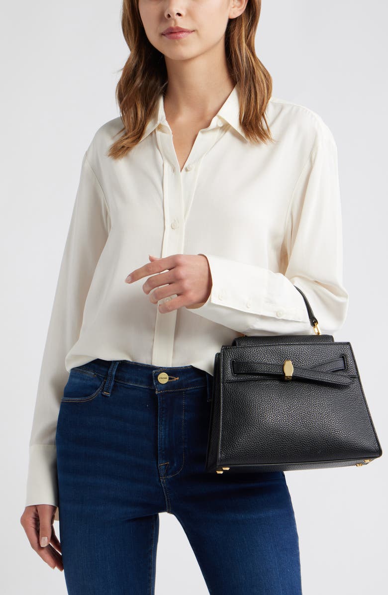 Veronica Beard Dash Leather Top Handle Bag, Alternate, color, Black
