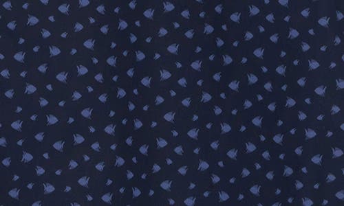 14TH & UNION 14TH & UNION FISH PRINT SHORT SLEEVE STRETCH POPLIN BUTTON-UP SHIRT 