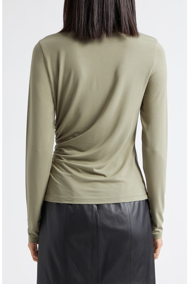 Side Drape Funnel Neck Top, Alternate, color, ARTICHOKE
